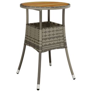 vidaXL Garden Table | Grey | Poly rattan, powder-coated steel, solid acacia wood