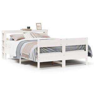 vidaXL Bed Frame without Mattress White 150x200 cm King Size Solid Wood Pine