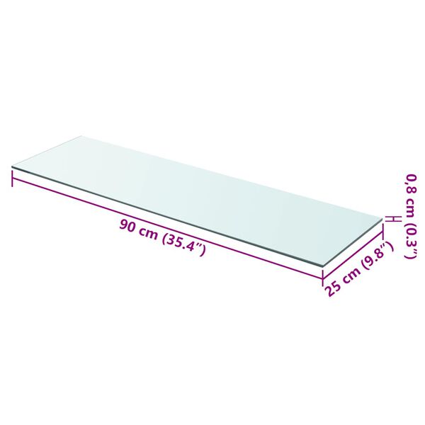 vidaXL Shelves 2 pcs Panel Glass Clear 90x25 cm