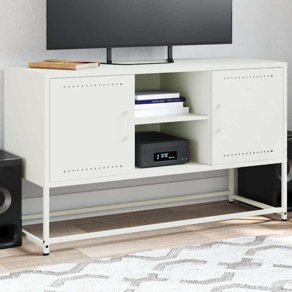 vidaXL TV Cabinet White 100.5x39x60.5 cm Steel