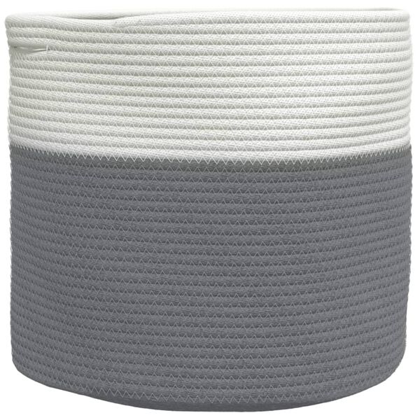 vidaXL Storage Basket Grey and White Ø40x35 cm Cotton