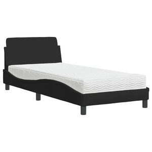 vidaXL Bed with Mattress "Dover" Black Single Fabric