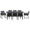 vidaXL Garden Dining Set 9 pcs Black Poly Rattan