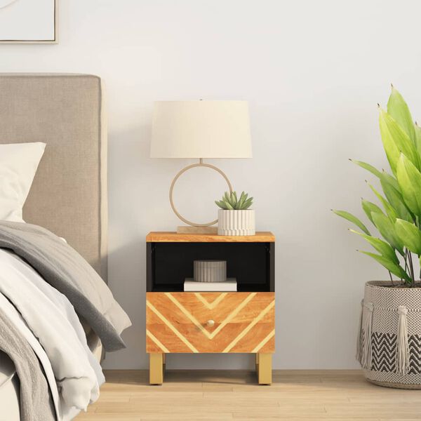 vidaXL Bedside Cabinet Brown and Black Solid Wood Mango