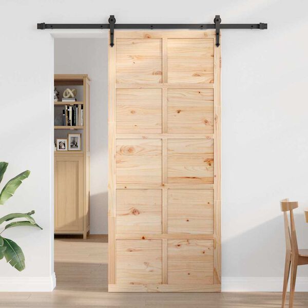 vidaXL Barn Door Brown 100 x 210 cm Solid pine wood