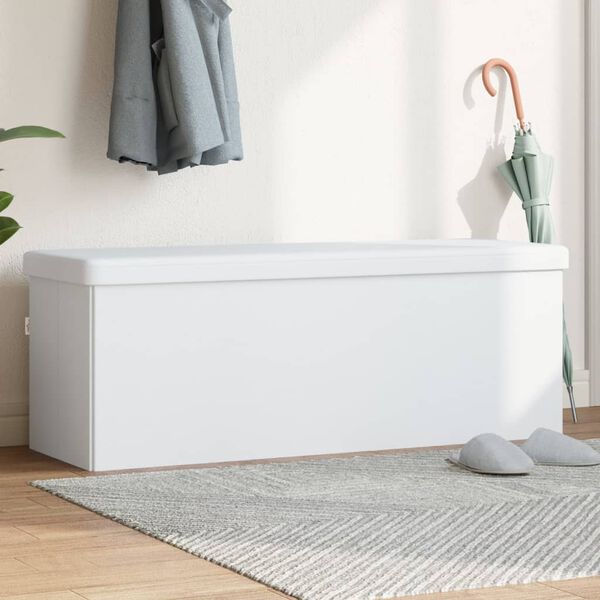 vidaXL Storage Bench Foldable White PVC