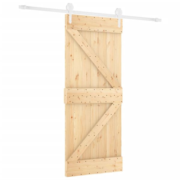 vidaXL Sliding Door with Hardware Set 80x210 cm Solid Wood Pine