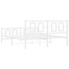 vidaXL Metal Bed Frame without Mattress with Footboard White 150x200cm
