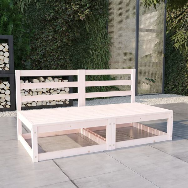 vidaXL Garden 2-Seater Sofa White Solid Pinewood