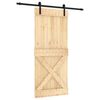 vidaXL Sliding Door Natural and Black 90 x 210 cm Solid Pine Wood
