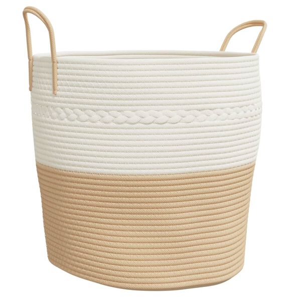 vidaXL Storage Basket Beige and White Ø43x38 cm Cotton