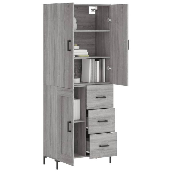 vidaXL Highboard Grey Sonoma 69.5x34x180 cm Engineered Wood