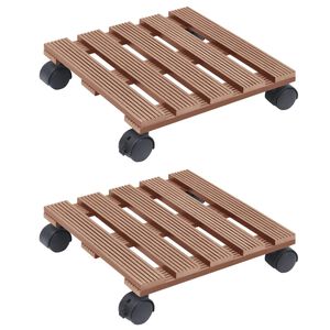 vidaXL Plant Trolleys 2 pcs Brown 30x30x7.5 cm WPC