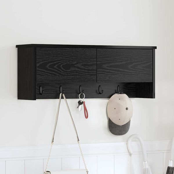 vidaXL Wall-Mounted Coat Rack with Shelf Black Oak 80 x 20 x 30 cm