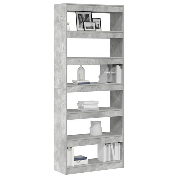 vidaXL Book Cabinet Concrete Grey 80 x 30 x 198 cm Engineered Wood