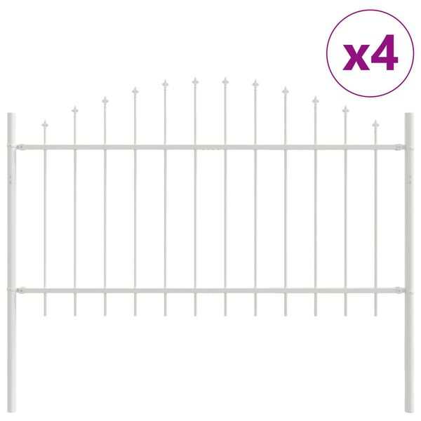 vidaXL Garden Fence 4 pcs White 170 x 140 cm Powder-Coated Steel