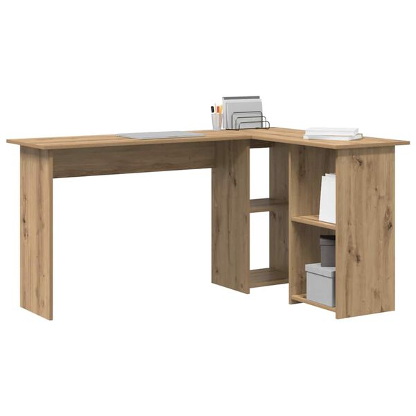 vidaXL Desk with Shelf Artisan Oak 142 x 102 x 73 cm Engineered Wood