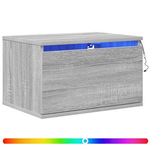 vidaXL Wall-mounted Bedside Cabinet with LED Lights Grey Sonoma