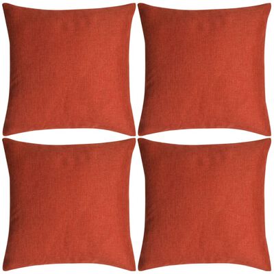 vidaXL Cushion Covers 4 pcs Linen-look Terracotta 50x50 cm