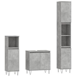 vidaXL 3 Piece Bathroom Cabinet Set Concrete Grey Engineered Wood