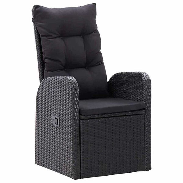 vidaXL Garden Dining Set 7 pcs Black Poly Rattan