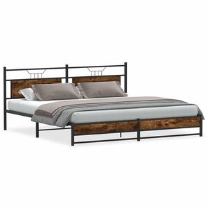 vidaXL Metal Bed Frame without Mattress Smoked Oak 193x201 cm