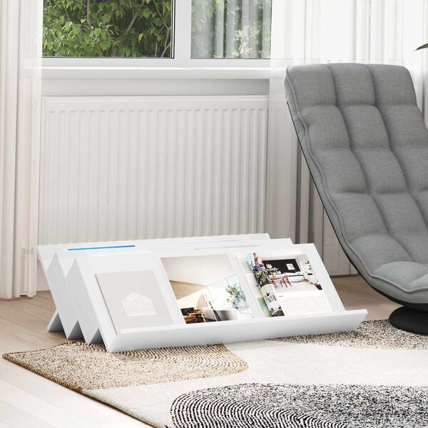 vidaXL Magazine Rack White 90 x 53 x 28.5 cm Engineered Wood