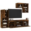 vidaXL 6 Piece TV Wall Units with LED Smoked Oak Engineered Wood