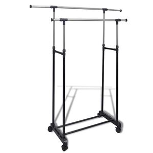 vidaXL Clothes Rack | Black and Silver | Stainless Steel, PP Plastic