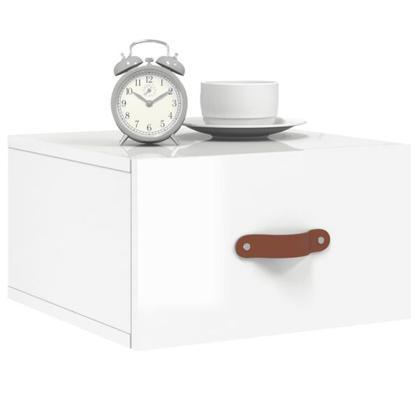 vidaXL Wall-mounted Bedside Cabinet High Gloss White 35x35x20 cm