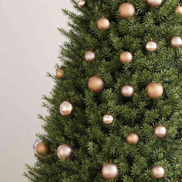 vidaXL 120 Piece Christmas Ball Set with Peak and 300 LEDs Rose Gold