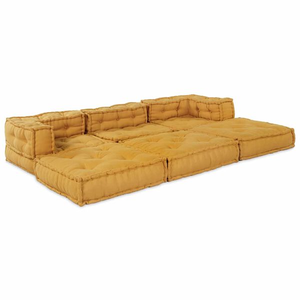 vidaXL Modular Sofa 3 pcs Yellow Fabric