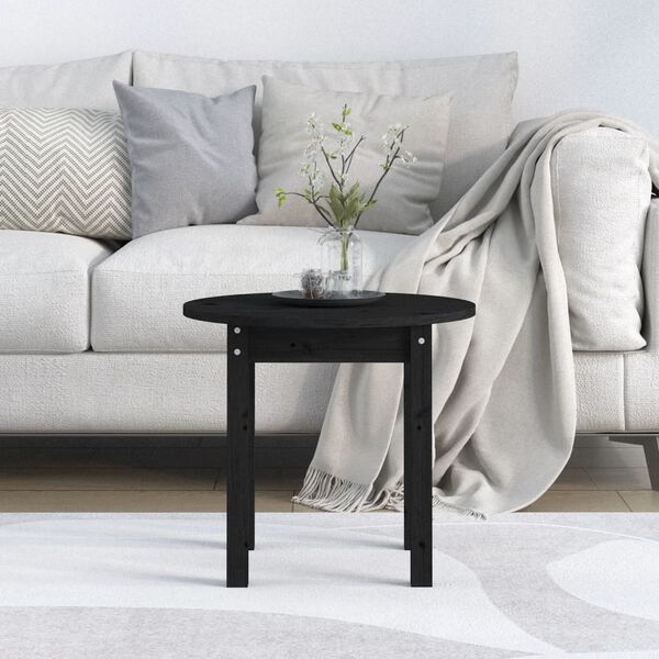 vidaXL Coffee Table Black &Oslash; 45x40 cm Solid Wood Pine