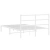 vidaXL Metal Bed Frame without Mattress with Headboard White 140x190cm
