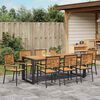 vidaXL Garden Dining Set 9 pcs Black and Brown Poly Rattan