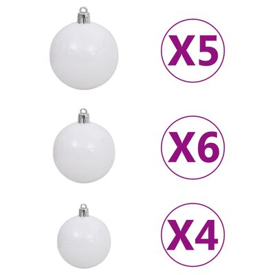 vidaXL Artificial Pre-lit Christmas Tree with Ball Set White 150 cm PVC