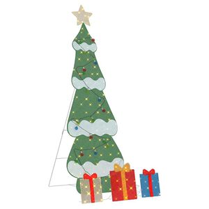 vidaXL Lighted Christmas Tree with 3 Gift Boxes 2D Warm White 180 cm