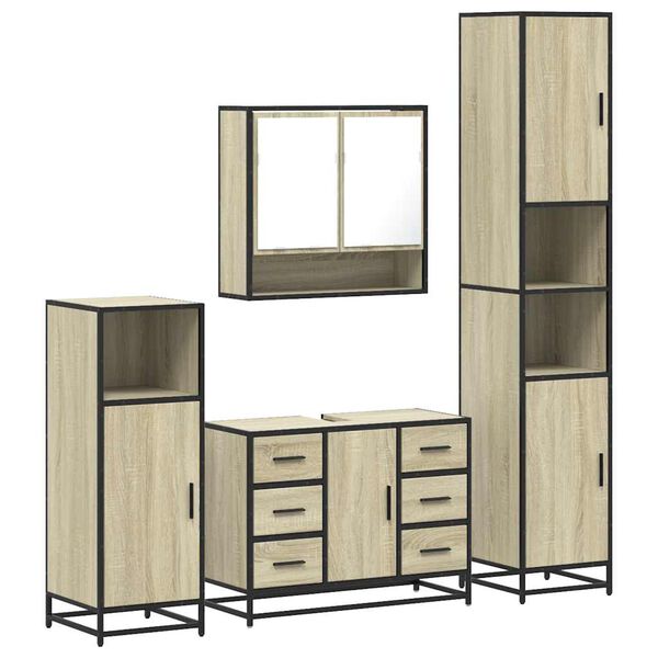 vidaXL 4&nbsp;Piece Bathroom Furniture Set&nbsp;Sonoma Oak Engineered Wood