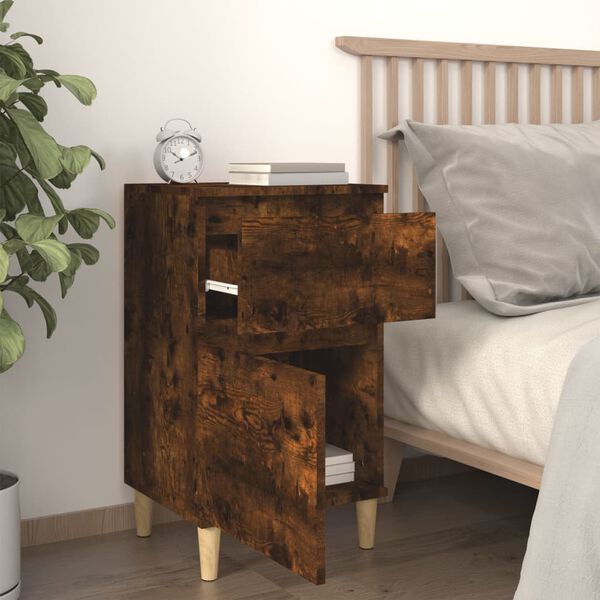 vidaXL Bedside Cabinet Smoked Oak 40x35x70 cm