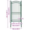 vidaXL Fence Gate with Arched Top Steel 100x136 cm Green