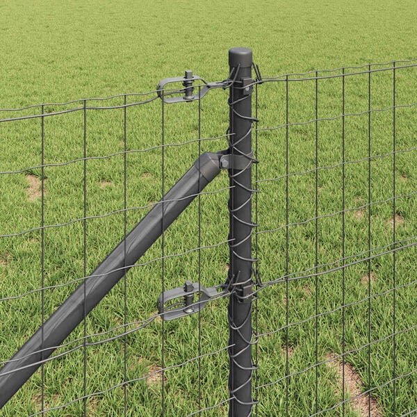 vidaXL Fence with Post Grey 0.4 x 50 m Steel and PVC