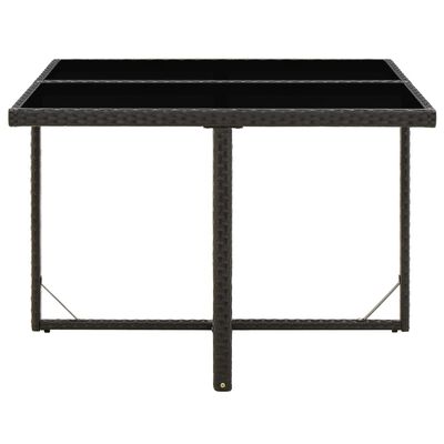 vidaXL Garden Table Black 109x107x74 cm Poly Rattan and Glass