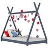 vidaXL Kids Bed Frame Grey Solid Pine Wood 70x140 cm