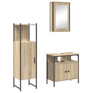 vidaXL Bathroom Furniture Set 3 pcs Brown 33 x 33 x 120.5 cm