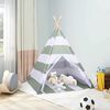 vidaXL Children Tent Grey and White 120 x 120 x 150 cm Solid pine wood