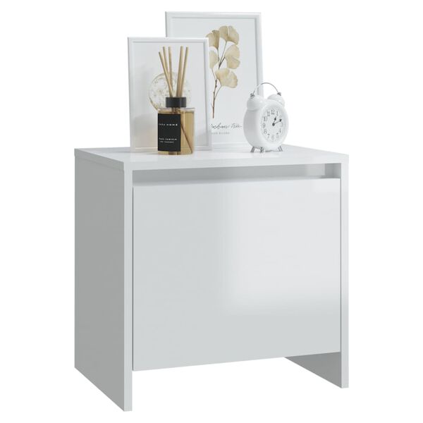 vidaXL Bedside Cabinets 2 pcs High Gloss White 45x34x44.5 cm Engineered Wood