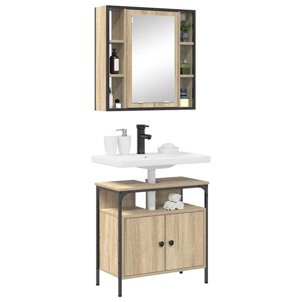 vidaXL Bathroom Furniture Set with Shelf 2 pcs Brown 60 x 30 x 60 cm