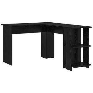 vidaXL Corner Desk Black Oak Engineered Wood 140 x 113.5 x 75 cm