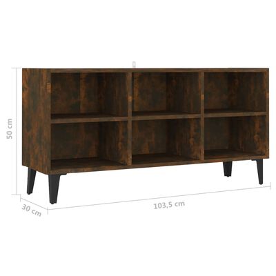 vidaXL TV Cabinet with Metal Legs Smoked Oak 103.5x30x50 cm