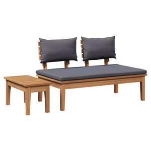 vidaXL Garden Bench and Table Set 2 pcs Grey and Brown Solid Teak wood